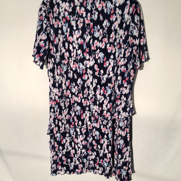 Connected Apparel Navey with Flora lPlus Size Short Sleeve Dress Size 2X - Picture 8 of 10